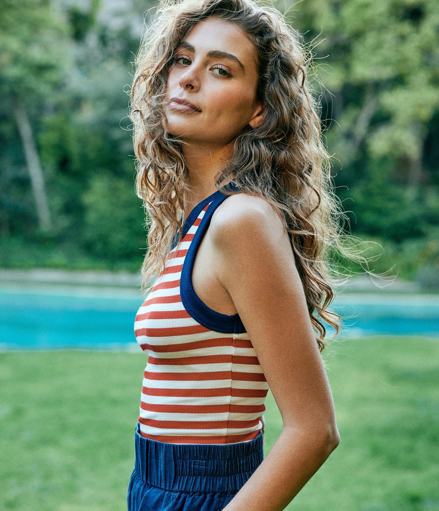 Gina Stripe Ribbed Crop Tank